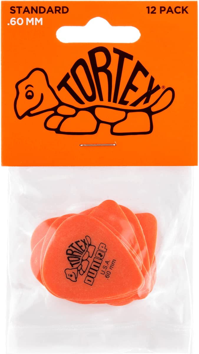 Dunlop Tortex Standard .60Mm Orange Guitar Pick, 12 Pack